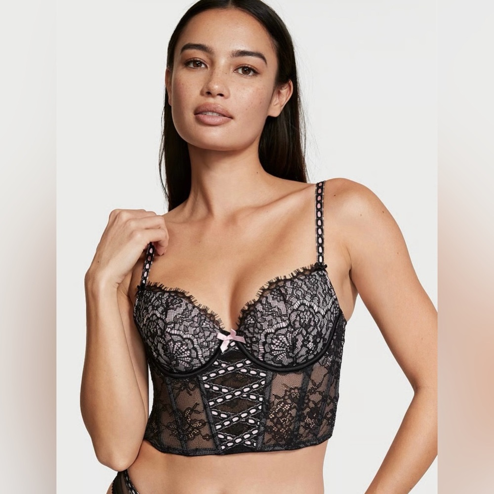 NWT Victoria's Secret Lightly-Lined Lace Up Corset Top size Small-DD